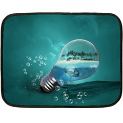 Awesome Light Bulb With Tropical Island Fleece Blanket (mini) by FantasyWorld7