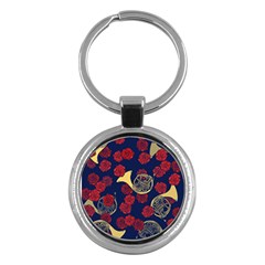 Roses French Horn  Key Chain (round) by BubbSnugg