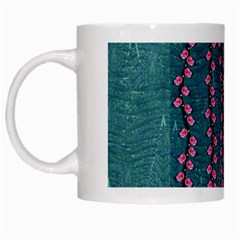 Japanese Sakura Blossoms On The Mountain White Mugs by pepitasart