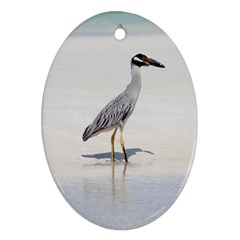 Beach Heron Bird Ornament (oval) by TheLazyPineapple