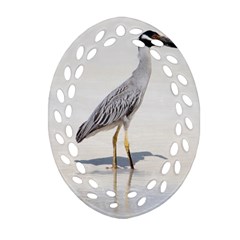 Beach Heron Bird Oval Filigree Ornament (two Sides) by TheLazyPineapple