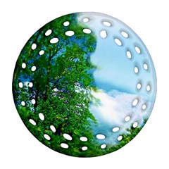 Airbrushed Sky Ornament (round Filigree) by Fractalsandkaleidoscopes