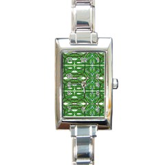 My Paint My Pallet Brocade Green Scarabs Rectangle Italian Charm Watch by ScottFreeArt