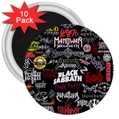 Metal Bands College 3  Magnets (10 Pack) 