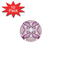 Pink Flower Cartoon 1  Mini Buttons (10 pack) 