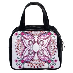 Pink Flower Cartoon Classic Handbag (Two Sides)