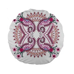 Pink Flower Cartoon Standard 15  Premium Flano Round Cushions