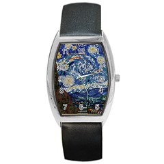 Mosaic Art Vincent Van Gogh s Starry Night Barrel Style Metal Watch