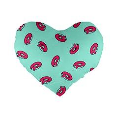 Donuts Pattern Food Colourful Standard 16  Premium Flano Heart Shape Cushions