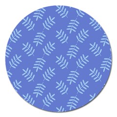 Leaves Ferns Blue Pattern Magnet 5  (round) by Vaneshart