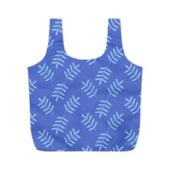 Leaves Ferns Blue Pattern Full Print Recycle Bag (m)