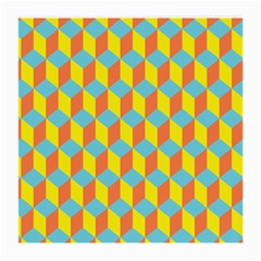 Cube Hexagon Pattern Yellow Blue Medium Glasses Cloth by Vaneshart