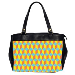 Cube Hexagon Pattern Yellow Blue Oversize Office Handbag (2 Sides) by Vaneshart