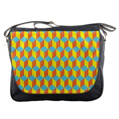 Cube Hexagon Pattern Yellow Blue Messenger Bag by Vaneshart