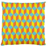 Cube Hexagon Pattern Yellow Blue Large Cushion Case (Two Sides) Front
