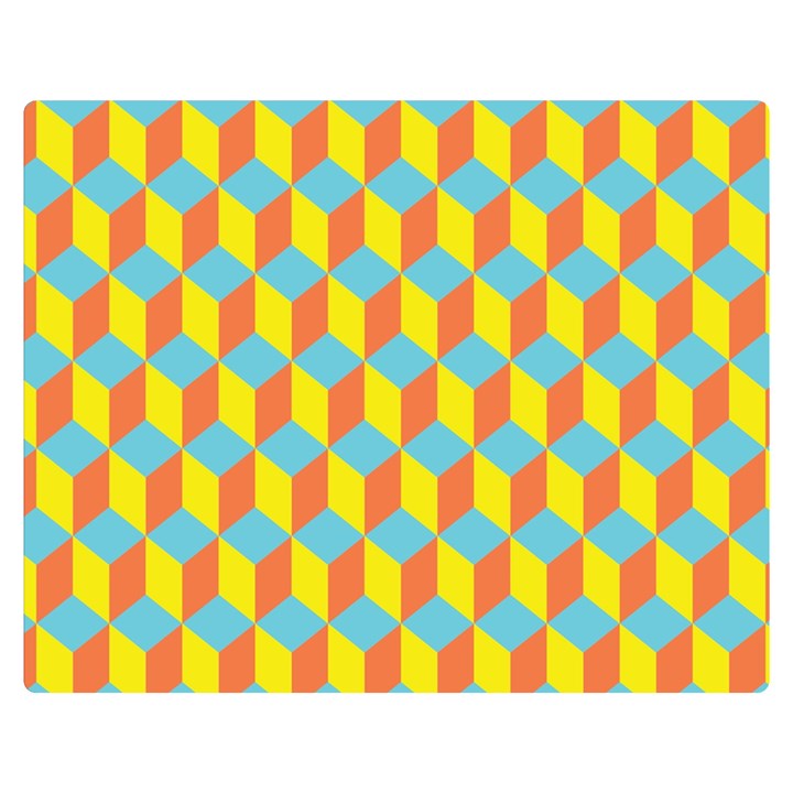 Cube Hexagon Pattern Yellow Blue Double Sided Flano Blanket (Medium) 