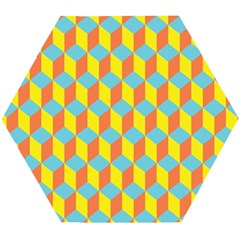 Cube Hexagon Pattern Yellow Blue Wooden Puzzle Hexagon by Vaneshart