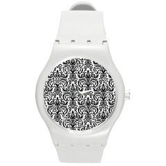 Overlay Transparent Pattern Round Plastic Sport Watch (m)