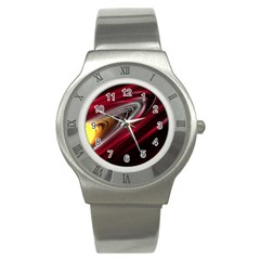 Circle Background Red Dark Bokeh Stainless Steel Watch by Vaneshart