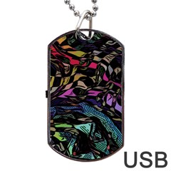 Background Drawing Colorful Pattern Dog Tag Usb Flash (one Side)