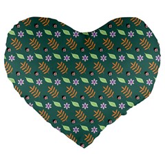 Nature Pattern Spring Green Large 19  Premium Flano Heart Shape Cushions