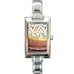 Floral Background Abstract Pattern Rectangle Italian Charm Watch by Vaneshart