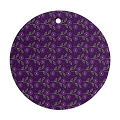 Flowers Violet Decorative Pattern Ornament (round) by Vaneshart