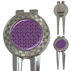 Flowers Violet Decorative Pattern 3-in-1 Golf Divots by Vaneshart