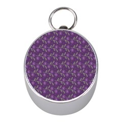 Flowers Violet Decorative Pattern Mini Silver Compasses