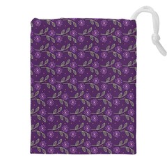 Flowers Violet Decorative Pattern Drawstring Pouch (4xl) by Vaneshart