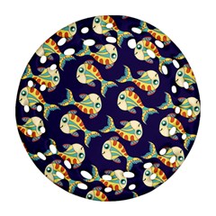 Fish Background Abstract Animal Round Filigree Ornament (two Sides)