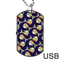 Fish Background Abstract Animal Dog Tag Usb Flash (one Side)