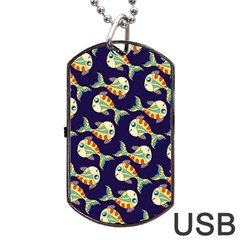 Fish Background Abstract Animal Dog Tag Usb Flash (two Sides)