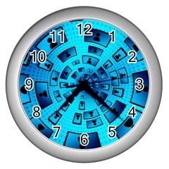 Social Media Smartphone Monitor Wall Clock (silver)