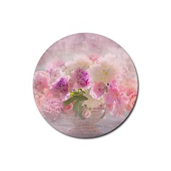 Nature Landscape Flowers Peonie Rubber Round Coaster (4 Pack)  by Vaneshart