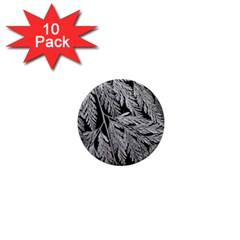 Fern Leaves Foliage Black And White 1  Mini Magnet (10 Pack)  by Vaneshart