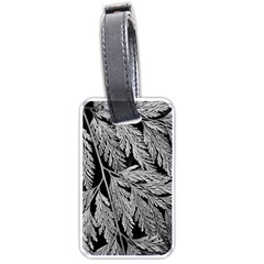 Fern Leaves Foliage Black And White Luggage Tag (one Side)