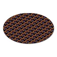 Abstract Orange Geometric Pattern Oval Magnet by Vaneshart