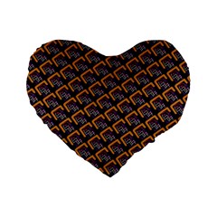 Abstract Orange Geometric Pattern Standard 16  Premium Flano Heart Shape Cushions