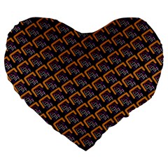 Abstract Orange Geometric Pattern Large 19  Premium Flano Heart Shape Cushions