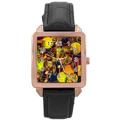 Background Abstract Texture Pattern Rose Gold Leather Watch 