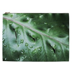 Green Wet Rain Water Drops Plant Cosmetic Bag (xxl)