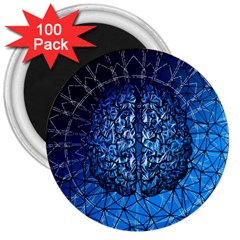 Brain Web Network Spiral Think 3  Magnets (100 pack)