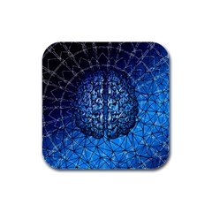 Brain Web Network Spiral Think Rubber Square Coaster (4 pack) 