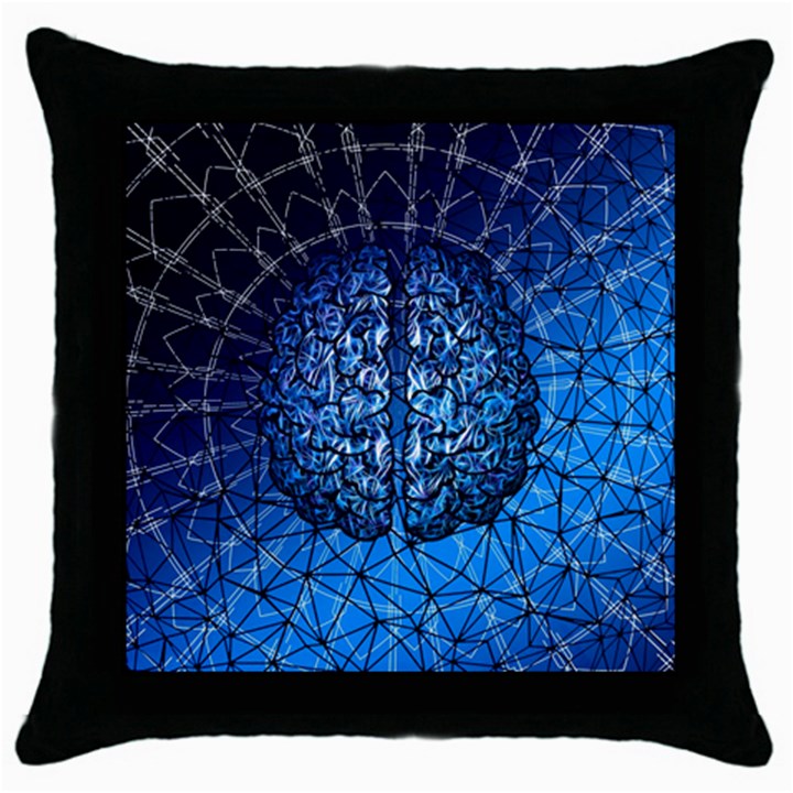 Brain Web Network Spiral Think Throw Pillow Case (Black)