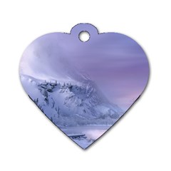 Nature Landscape Winter Snow Dog Tag Heart (two Sides) by Vaneshart