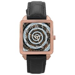 Spiral City Urbanization Cityscape Rose Gold Leather Watch 