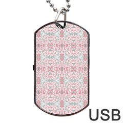 Paper Texture Floral Flowers Dog Tag Usb Flash (two Sides)