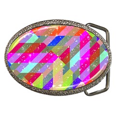 Multicolored Party Geo Design Print Belt Buckles