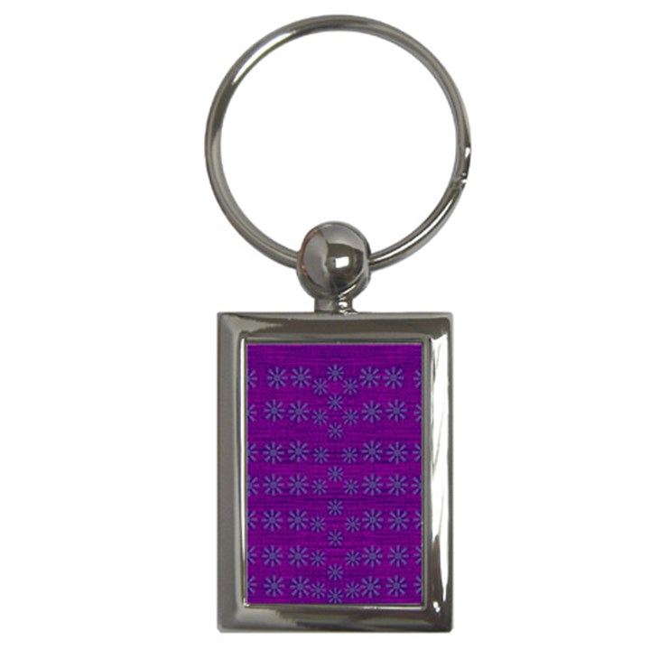 Metal Flower In Fauna Pop Art Key Chain (Rectangle)